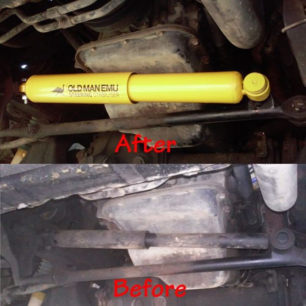 Before and after picture of steering stabilizer - provided by Edward