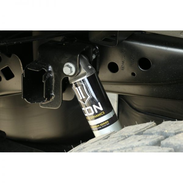 ICON 0-3 inch Stage 1 Suspension System on white 2014 Ford F-150 2WD shock close up