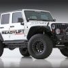 ReadyLift 4" Front, 3" Rear Lift Kit on a white 2007-2014 Jeep Wrangler