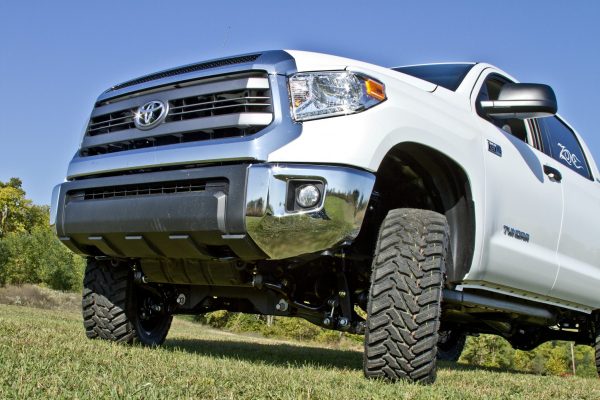 T1 - Zone Offroad 5" Lift Kit Suspension System for 2007-2015 Toyota Tundra - installed on white tundra - front under view