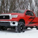 T1 - Zone Offroad 5" Lift Kit Suspension System for 2007-2015 Toyota Tundra - installed - red Tundra - on the snow - front