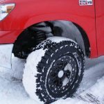 T1 - Zone Offroad 5" Lift Kit Suspension System for 2007-2015 Toyota Tundra - installed - red tundra - front tire view