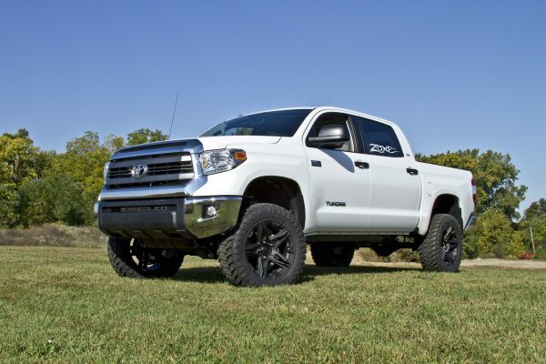 T1 - Zone Offroad 5" Lift Kit Suspension System for 2007-2015 Toyota Tundra - installed - white tundra - front view