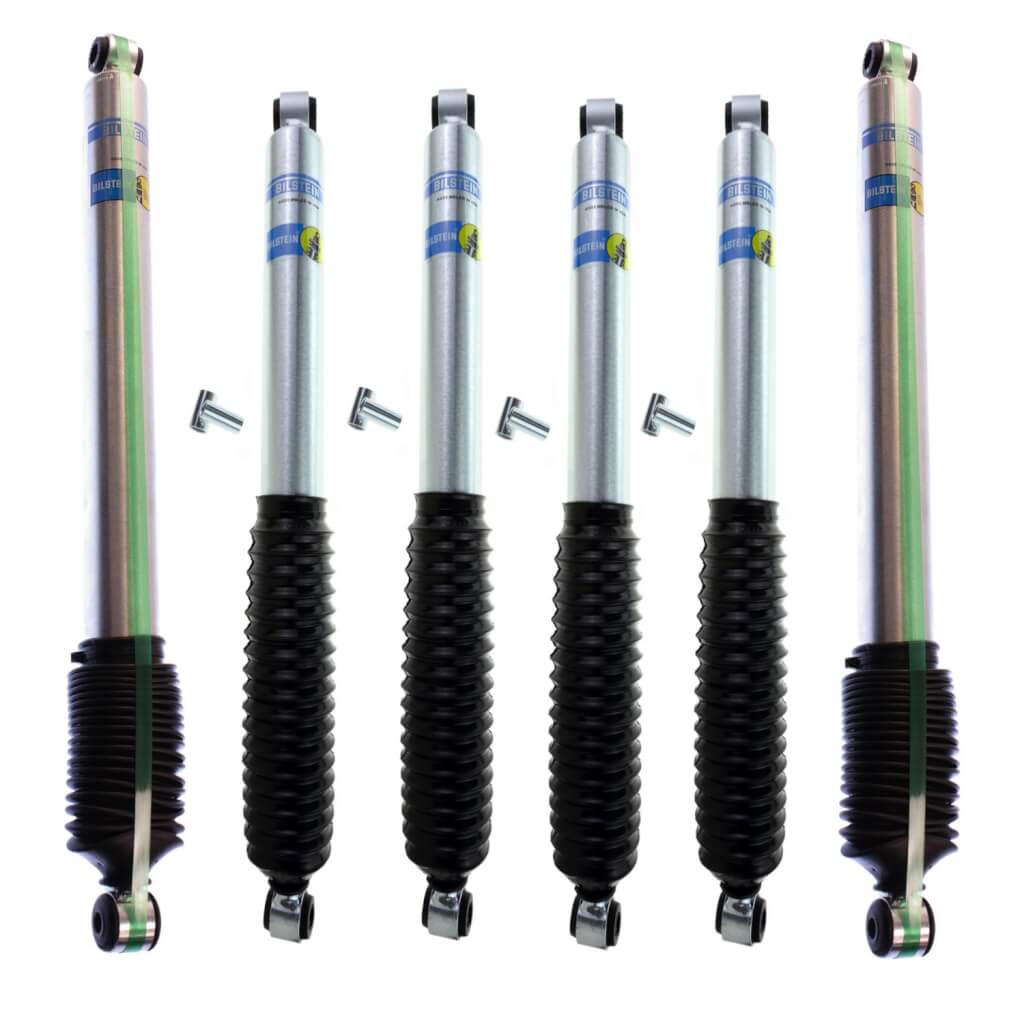 Bilstein B8 5100 Kit 2 Front Shocks For 1999-2004 Ford F-250 4WD 4-6 inch Lift Ride Monotube Gas Charged Height Adjustable Series Replacement Shock Absorbers 