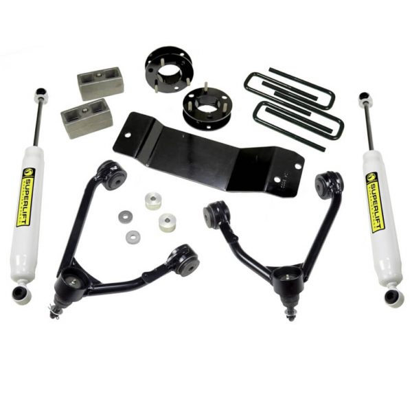 SuperLift 3.5" Lift Kit For 2007-2017 Chevy Silverado and GMC Sierra 1500 4WD with CAST Steel Control arms - with Superide Rear Shocks