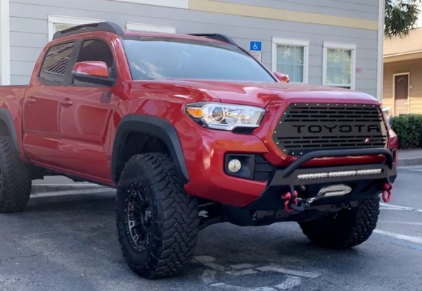 FOX Suspension Lift Kit Installed on a red toyota tacoma