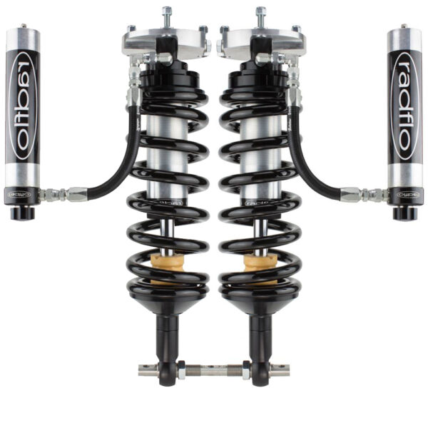 Radflo 2.5 Body 0-2" Front Lift Reservoir with Adjusters Shocks for 2010-2020 Dodge Ram 1500 4WD