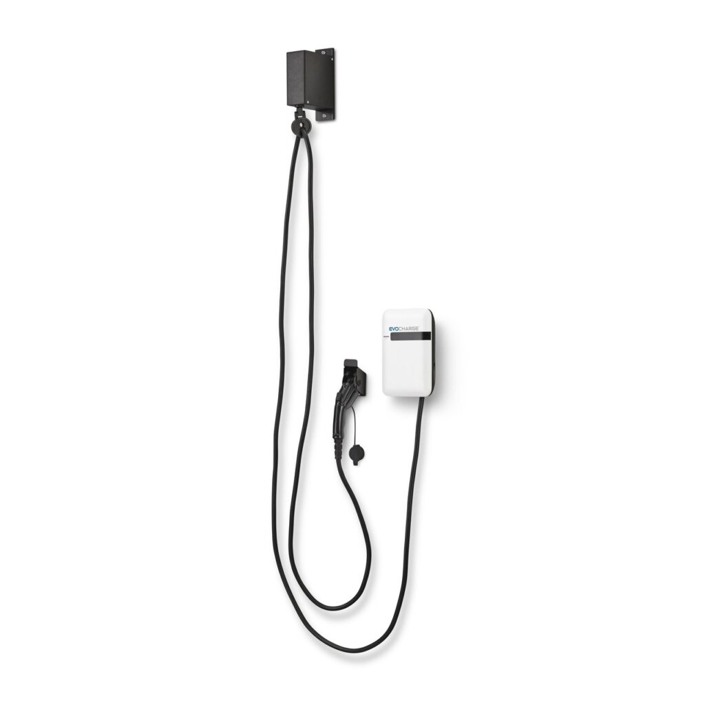 EvoCharge Electric/Hybrid Vehicle Charger SAE J1772 Standard With Retractor EVSE Level 2 Single Port (25 Foot Cable Length)