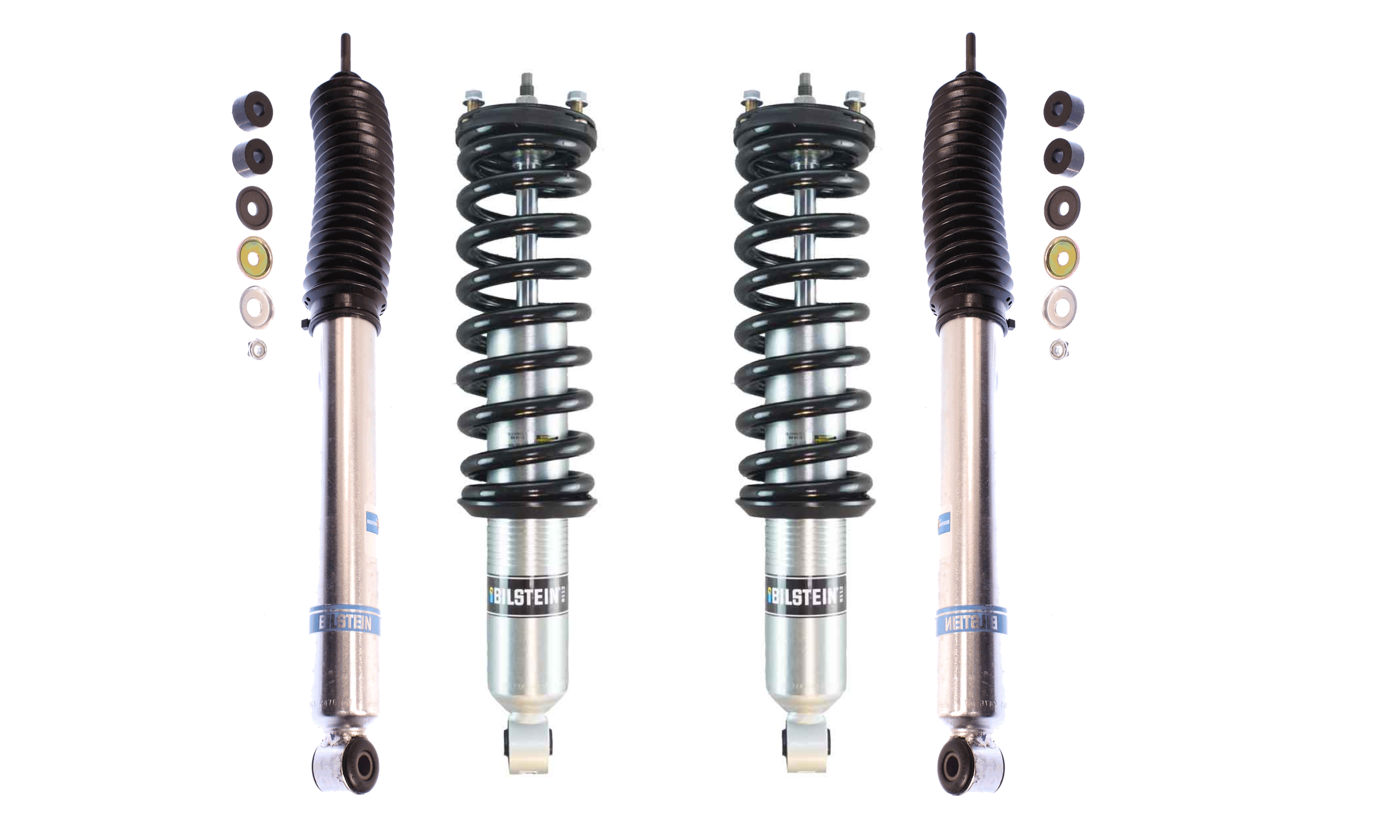 Bilstein 6112 .06-2.5 Front Assembled Coilovers and 5100 0-1 Rear Lift Shocks for 2005-2023 Toyota Tacoma