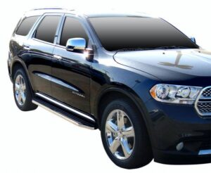 Steelcraft STX100 Running Boards for 11-22 Dodge Durango (No Drilling/Cutting Required) Black/Stainless Trim - 121120 