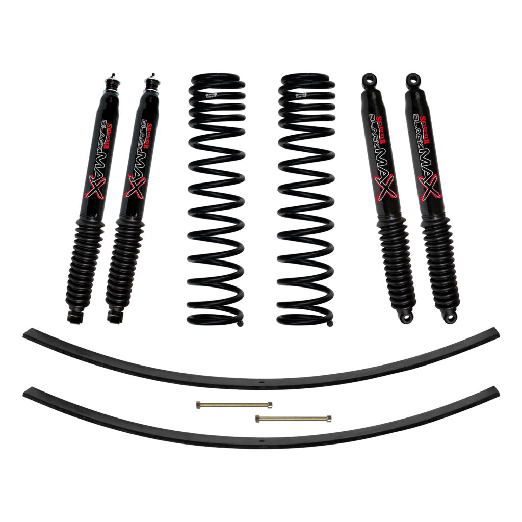Skyjacker 3" Coils and Leaf Springs. Lift Kit Black MAX Shocks for 86-92 Comanche MJ - JC305BPBLT