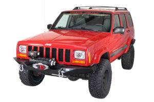 Cherokee XJ Front Winch Bumper W/O Grille Guard Bullhead Steel Black Textured Powdercoat Fishbone Offroad - FB22059