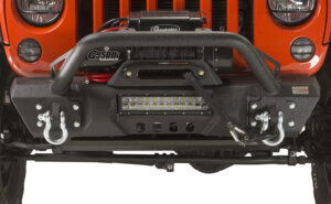 Jeep JK Front Stubby Winch Bumper W/Tube Guard 07-18 Wranger JK Black Texured Powercoated Fishbone Offroad - FB22004