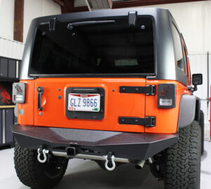 Jeep JK Rear Bumper 07-18 Wrangler JK Rubicon and Unlimited Steel Black Textured Powdercoat Manowar Series Fishbone Offroad - FB22046