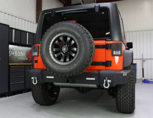 Jeep JK Rear Bumper W/LED's 07-18 Wrangler JK Rubicon and Unlimited Steel Black Textured Powdercoat Fishbone Offroad - FB22032