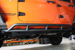 Jeep JK Rock Sliders 4 Door 07-18 Wrangler JK Unlimited Steel Black Textured Powdercoat Fishbone Offroad - FB23009