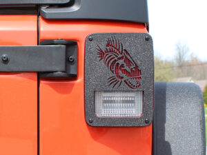 Jeep JK Tail Light Covers 07-18 Wrangler JK Black Textured Powdercoat Fishbone Offroad - FB31043