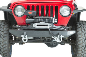 Jeep TJ Front Bumper 97-06 Wrangler TJ Rubicon and Unlimited Steel Black Textured Powdercoat Piranha Series Fishbone Offroad - FB22049