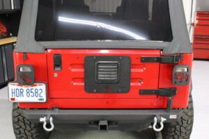 Jeep TJ Tailgate Plate 97-06 Wrangler TJ Black Textured Powercoat Aluminum BackSide Series Fishbone Offroad - FB31058