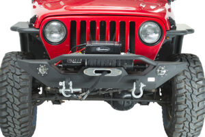 Jeep TJ/YJ Front Bumper W/LED's 87-06 Wrangler TJ/YJ Steel Black Textured Powercoat Fishbone Offroad - FB22016