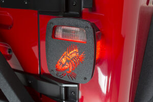 Jeep Wrangler CJ YJ TJ Tail Light Covers Black Textured Powdercoat Fishbone Offroad - FB31044