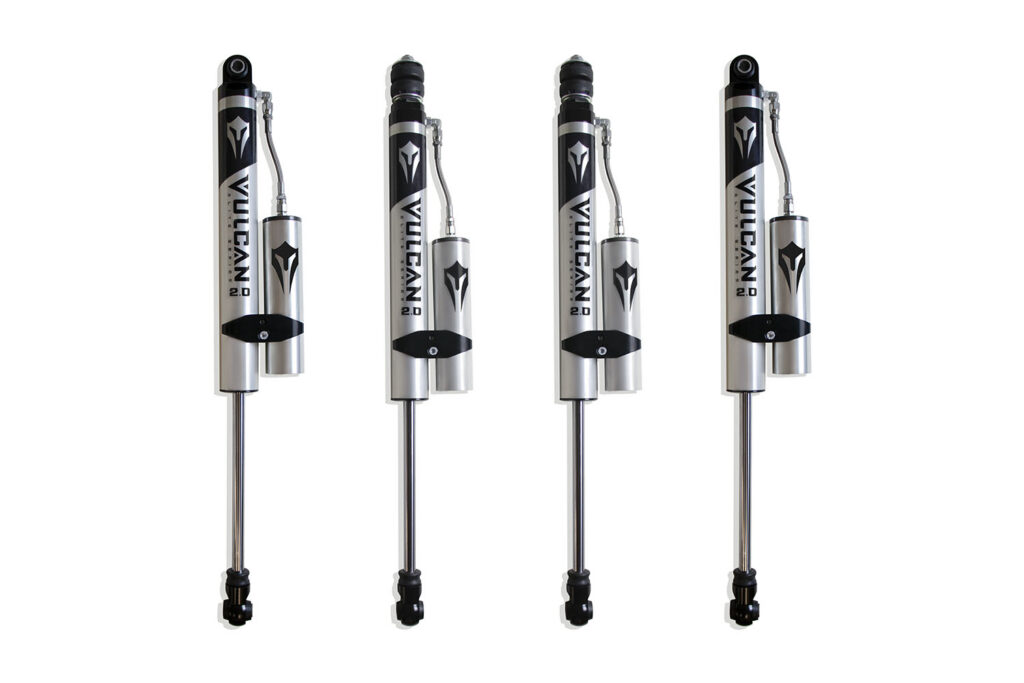 MaxTrac Front & Rear Vulcan Series Reservoir Shocks – 8" Lift Height without Factory Rear Air Ride for 2013-2024 RAM 3500 4WD-947380VR