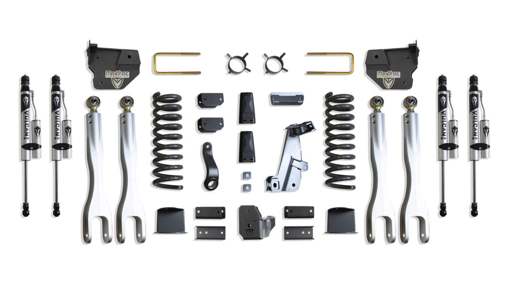 MaxTrac 8" Lift Kit with 4-Links and Vulcan Reservoir Shocks for Factory Rear Air Ride for 2014-2018 RAM 2500 4WD Diesel-K947285VRLA
