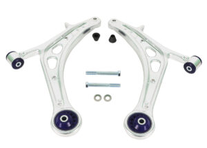 SuperPro Alloy Front Lower Control Arm Set for 2008-2018 Subaru WRX & WRX STI - Enhanced Caster Adjustment - ALOY0015K
