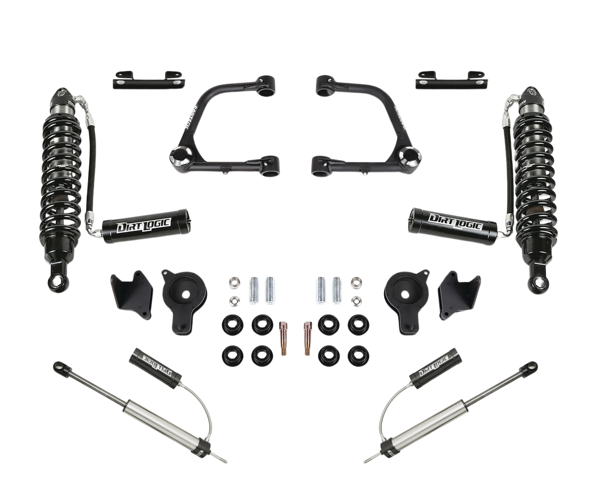 Fabtech 3 Uni-Ball Upper Control Arm Kit with 2.5 Resi Dirt Logic Coilovers and Resi Dirt Logic 2.25 Shocks for 2024-2025 Toyota Tacoma
