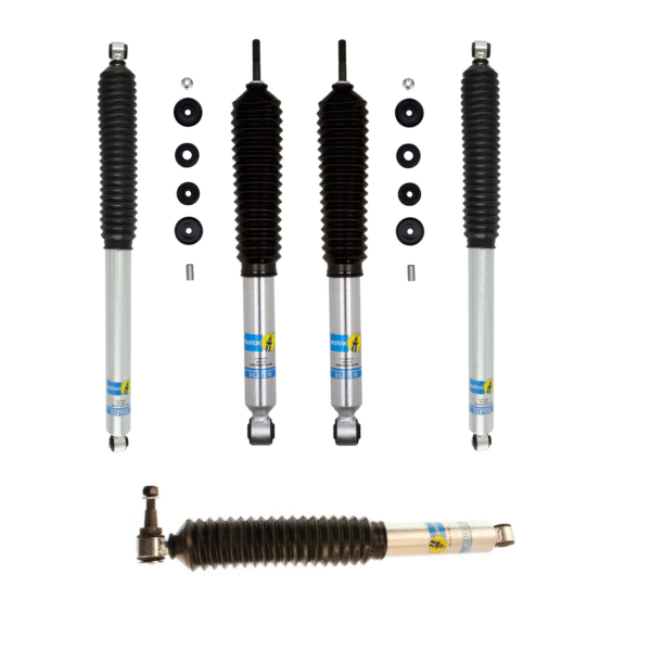 Bilstein 5100 2-2.5 Front, 0-1 Rear Lift Shocks with Steering Stabilizer for 2017-2025 Ford F-350 4WD