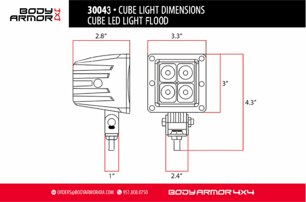 Body Armor Blackout LED Cube Flood Light - BOD-30043