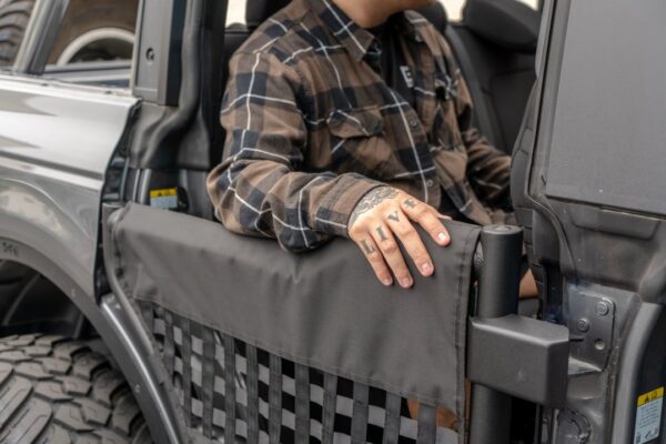 Body Armor 2021-2026 Ford Bronco Rear Tube Doors With Webbing, Pair - BOD-FB-6155
