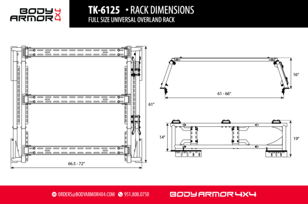 Body Armor Full Size Universal Overland Rack - BOD-TK-6125