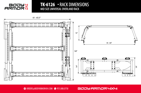 Body Armor Mid Size Universal Overland Rack - BOD-TK-6126