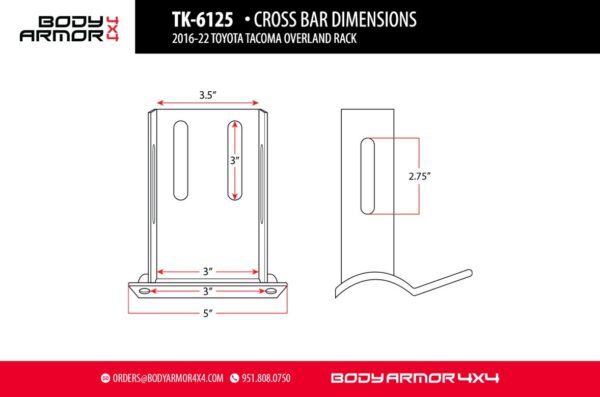 Body Armor Universal Overland Rack Cross Bars For Tk-6125(full Size) - BOD-TK-6125-CRSBAR