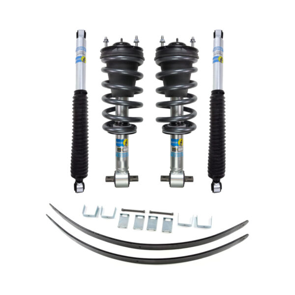 Bilstein 5100 0-1.8 Front Lift Assembled Coilovers with OE Replacement coils-Rear Shocks and Zone Offroad 1.5 Rear Add-A-Leaf for 2007-2013 Chevy-GMC Silverado-Sierra 1500