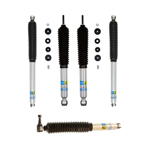 Bilstein 5100 2-2.5 Front, 0-1 Rear Lift Shocks with Steering Stabilizer for 2017-2022 Ford F-250 4WD