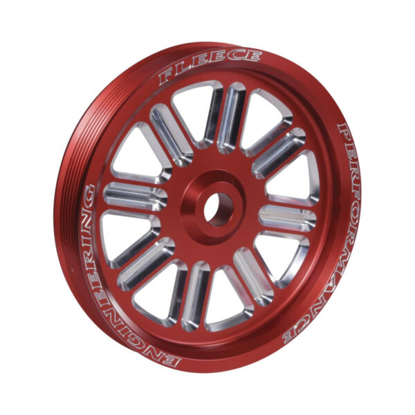 Fleece Dual-Pump Pulley Red Spoke | 2003-10 Cummins Ram 2500/3500