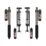 Fox 2.5 Perf Elite Series 1.5-2 Front Lift Reservoir Adjustable Coilovers and 0-1 Rear Lift Reservoir Adjustable Shocks for 2021-2024 Ford F-150 RWD