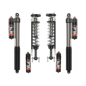 Fox 2.5 Perf Elite Series 1.5-2 Front Lift Reservoir Adjustable Coilovers and 0-1 Rear Lift Reservoir Adjustable Shocks for 2021-2024 Ford F-150 RWD