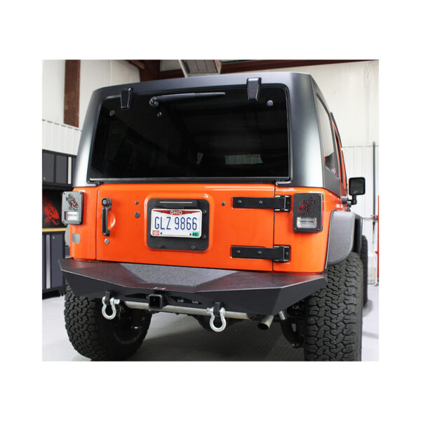 Jeep JK Rear Bumper 07-18 Wrangler JK Rubicon and Unlimited Steel Black Textured Powdercoat Manowar Series Fishbone Offroad - FB22046