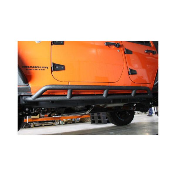 Jeep JK Rock Sliders 4 Door 07-18 Wrangler JK Unlimited Steel Black Textured Powdercoat Fishbone Offroad - FB23009