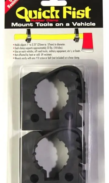 Quick Fist Rubber Clamp - 1 Inch to 2-1:4 Inch Clamping Diameter (Set of 2) - retail packaging