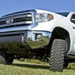 T1 - Zone Offroad 5" Lift Kit Suspension System for 2007-2015 Toyota Tundra - installed on white tundra - front under view