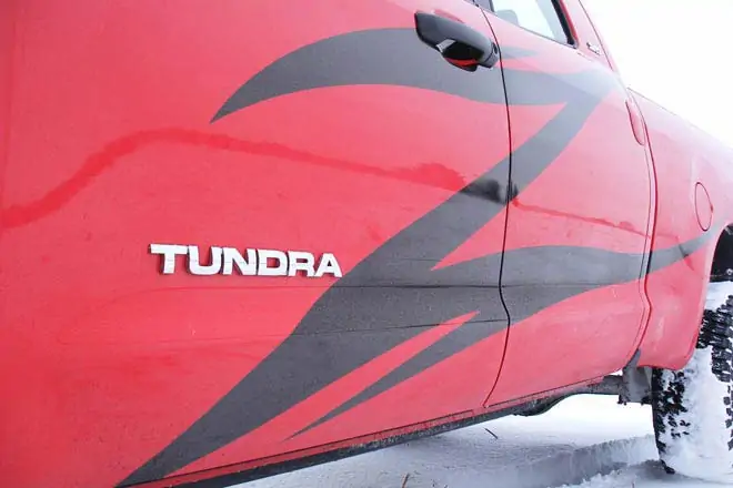 T1 - Zone Offroad 5" Lift Kit Suspension System for 2007-2015 Toyota Tundra - installed - red tundra - rear view