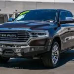DV8 Offroad Front Steel Reinforced Bumper with winch support for 2019-2021 Ram 1500 - installed whole vehicle view