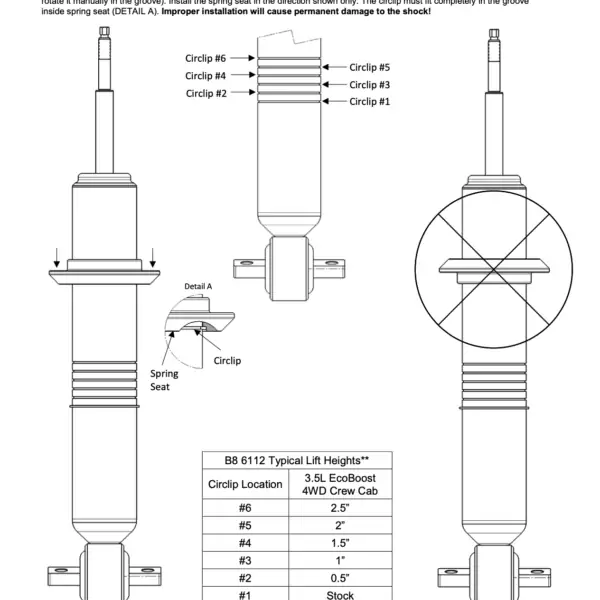 Bilstein 6112 0-2.5" Front Lift Coils and Shocks for 2021-2022 Ford F-150 4WD 3.5L clip location