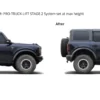 Before & After Lifted Ford Bronco 2021 2022 Badlands model with PRO-TRUCK-LIFT STAGE 2 System set at max height.