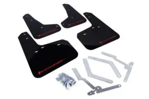Rally Armor Black UR Mud Flap with Red Logo for 2012-2019 Ford Focus ST, SE-Titanium Hatch