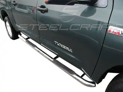 Steelcraft Stainless Steel 3" Round Sidebars for 07-21 Toyota Tundra Crew Max - 233127 